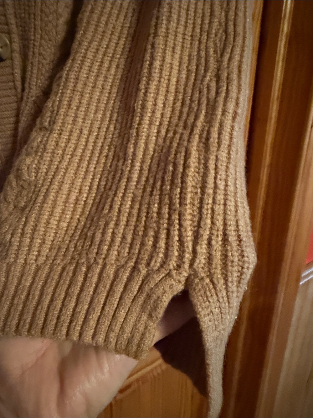 Cable Knit Button-Front Brown Sleeveless Vest - Picture 6 of 7